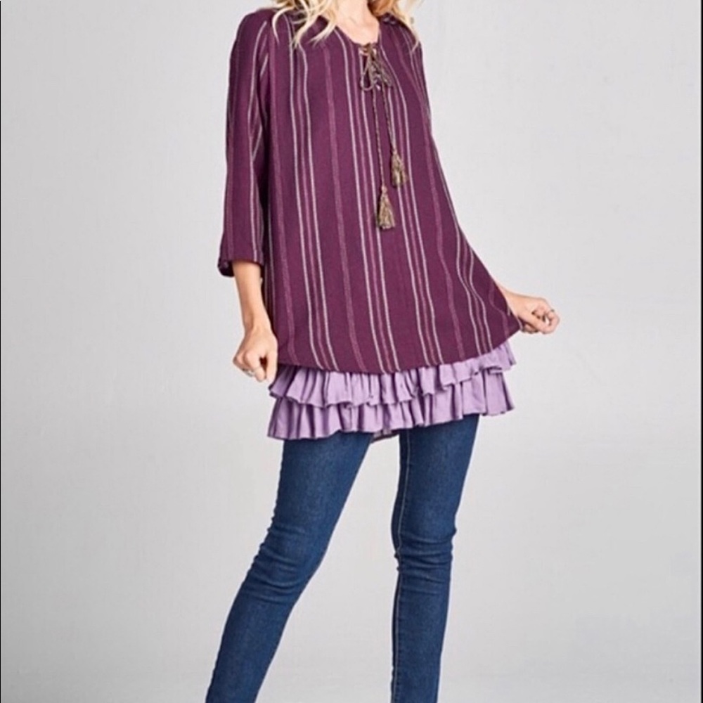 BOHO TOP CHIC top richly colored variegated stripe jacquard woven top S small - Picture 5 of 14